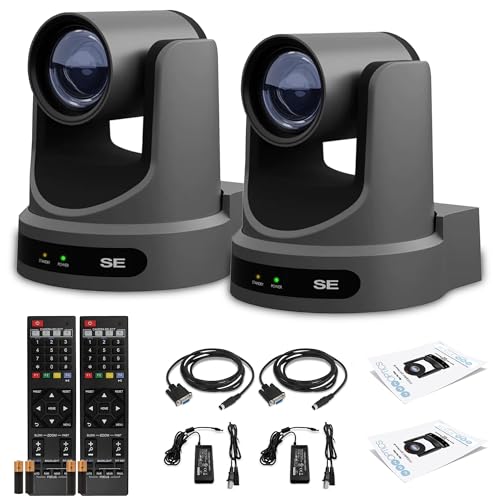 PTZOptics 2 x Move SE SDI/HDMI/USB/IP PTZ Camera with 30x Optical Zoom (Gray) (PT30X-SE-GY-G3) + Cleaning Kit and Color Wire Ties Bundle