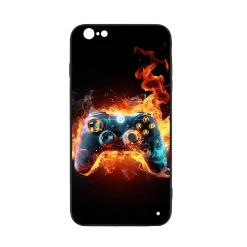 for iPhone 6/6S Case - Game Controller Design, Glass Back + TPU Inner Shell, Extreme Slimness, Bare-Hand Feel, Military-Grade Protection, Precise Cutouts, Cell Phone Cases for Boys Girls - color: game controller-3, size: iPhone 6/6S