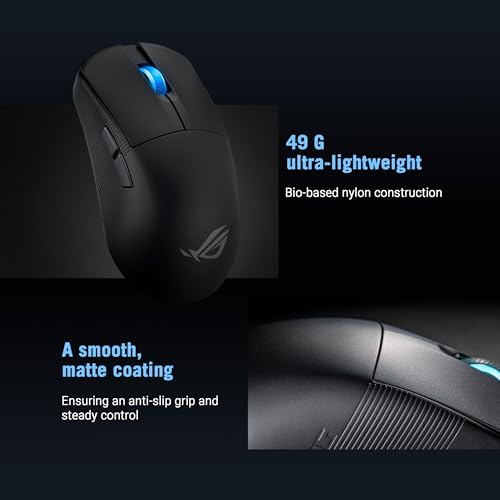 ASUS ROG Harpe Ace Mini Wireless Esports Gaming Mouse – Small Compact Design, Right-Handed, 49g Lightweight, Tri-Mode Connectivity, 36K DPI, up to 105Hr Battery, Pro-Approved, PC/Mac Support - Black - color: Black, style: Harpe Ace Mini