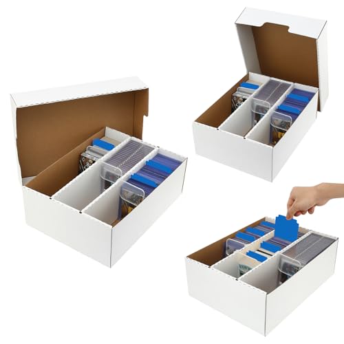 3-pack Toploader Trading Card Storage Box, 3 Row 2400 Count Bulk Card Box,Cardboard Storage Boxes for Basketball/MTG/TCG/Sports/Game Cards Organizer and Collection - style: 3pack