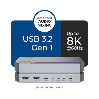 OREI 4K Capture Card for Streaming USB 3.0 Loop-Out Audio Mixing UVC/UAC HDR