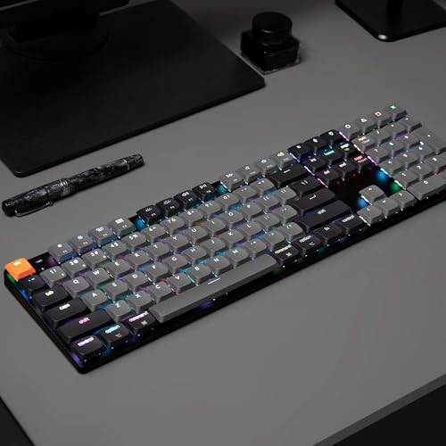 Keychron K5 QMK Custom Mechanical Keyboard, Ultra-Slim Full Size 104 Keys Wireless Gaming Keyboard, Low-Profile Banana Switch with RGB Backlits for Mac Windows, Version 2