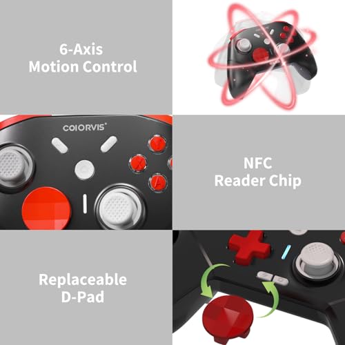 COIORVIS Switch Controllers Compatible with Switch2/Switch/Lite/OLED/Steam Deck/Android/IOS, Programming Wireless Pro Controller with Motion Control, Vibration, Wake-up, Turbo, Screenshot