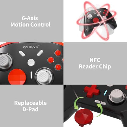 COIORVIS Switch Controllers Compatible with Switch2/Switch/Lite/OLED/Steam Deck/Android/IOS, Programming Wireless Pro Controller with Motion Control, Vibration, Wake-up, Turbo, Screenshot