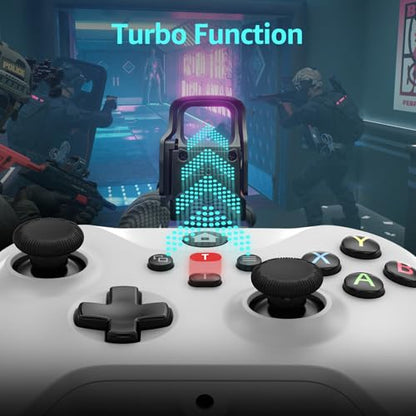 Kamylorus 2-Pack Wired Controller for X-BOX One/PC, Hall Effect Joysticks&Triggers Gamepad with Turbo, 3.5mm Headphone Jack/Dual Vibration, Compatible with X-BOX One/S/X, X-BOX Series S/X, PC, IOS, Android Platforms(2 Pack, White&Black, 7.2ft) - color: Bl