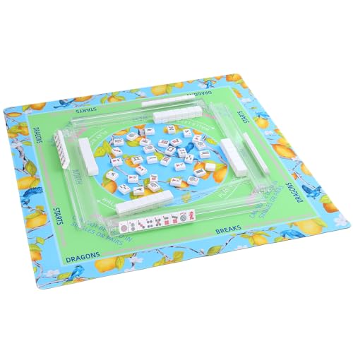 TIASUSAN American Mahjong Learning Mat (33” x 33”) with Black Carrying Bag, Blue and Green, Anti-Slip, Noise-Reducing, Mahjong Mat for Table - color: Blue and Green