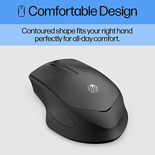 HP 280 Silent Wireless Mouse - Ergonomic, Right-Handed Design - 2.4GHz USB Wireless Connection - Multi-Surface Technology, 1600 DPI Optical Sensor - Win, Chrome, Mac OS - Up to 18-Month Battery Life - style: Silent Ergo