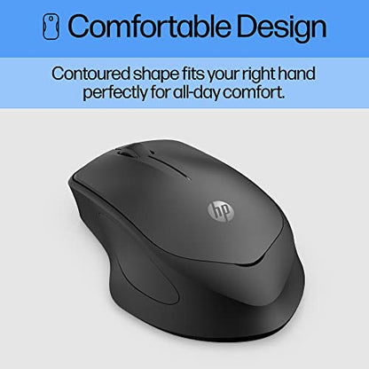 HP 280 Silent Wireless Mouse - Ergonomic, Right-Handed Design - 2.4GHz USB Wireless Connection - Multi-Surface Technology, 1600 DPI Optical Sensor - Win, Chrome, Mac OS - Up to 18-Month Battery Life - style: Silent Ergo
