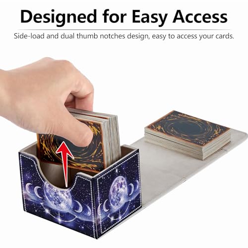 Strong Magnet Card Case Deck Box Mtg Card Box Playing Card Box Magic Deck Box Tcg Up to 200 Cards Creative Pattern Trading Card Storage Box for Collectible Card Games, Purple Moons And Stars - color: Purple Moons And Stars