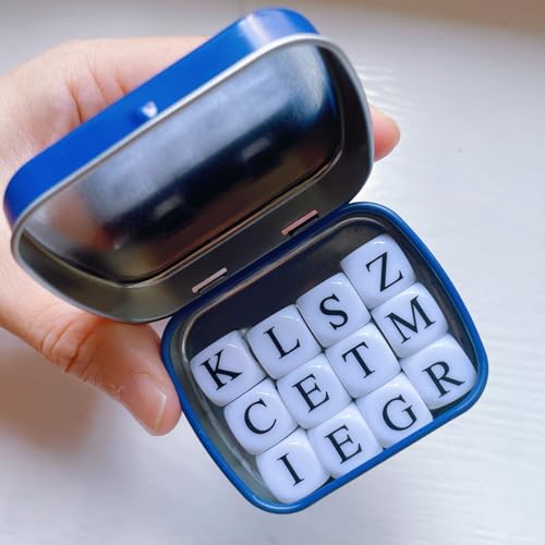 Crossword Solitaire Dice Game,Word Dice Game for Adult, Fun Travel Game (Blue) - color: Blue