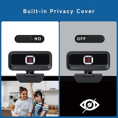 4K Webcam for PC, Computer Camera for Desktop, USB Webcam with Tripod,2 Noise Reduction Mics, Built-in Privacy Cover, for PC/Zoom/Skype/Team/Laptop/MacBook/Windows - style: 4K Updated Autofocus
