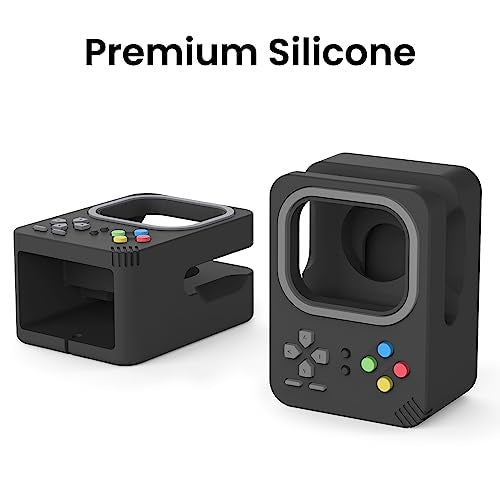 Delidigi Silicone Charger Stand Dock for Apple Watch All Series | Ultra3/Ultra2/Ultra/11/10/9/8/7/6/5/4/3/SE3/SE2/SE1, Retro Game Console Design, Cable Management, Support Nightstand Mode - color: Black