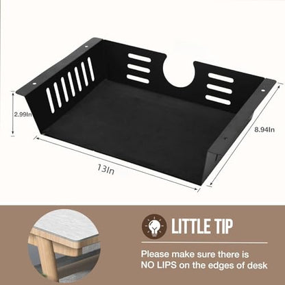 2 Pack Under Desk Shelf-Metal -Black Under Shelf Storage for Office Tables & Workstations（13Inch） - size: 13 inch 2 Pack