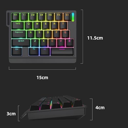 HE30 Rapid Trigger Gaming Keyboard,One-Handed Magnetic Switch Hall Effect RGB HotSwap Custom Mechanical Keyboard Adjustable Actuation,8kHz Hyper Polling Rate Mini Macro Gasket Keypad (Black)