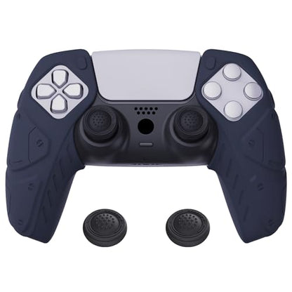 PlayVital Mecha Edition Midnight Blue Ergonomic Soft Controller Silicone Case Grips for ps5, Rubber Protector Skins with Thumbstick Caps for ps5 Controller - Compatible with Charging Station - color: Midnight Blue