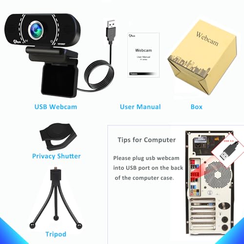 Akyta Webcam for PC, 1080P Webcam with Microphone/Tripod/Privacy Cover/Wide Angle 110°, Plug & Play USB Web Camera for Desktop Computer PC Laptop Mac Video Calling/Streaming/Zoom Conference ﻿ - color: PC HD Webcam 1080P