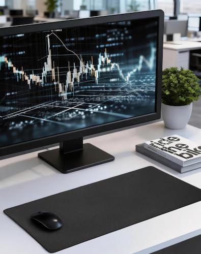 ALOANES Black Waterproof Desk Mat, Large, with Extended Mouse Mat, Office Desk Protector with Anti-Slip Base, Stitched Edge, Grain Jacquard Surface, Perfect for Gamer, Home, XL,11.81''x27.56''x0.12' | Black Waterproof Jacquard Laptop Mousepad for Keyboard