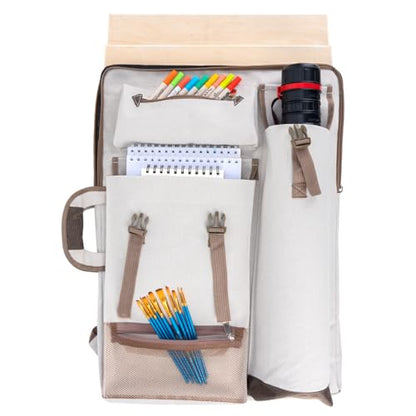 TRANSON Art Portfolio Case Artist Backpack Canvas Bag Large 26” x 19.5” - color: White