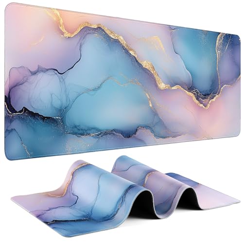 Gaming Mouse Pad - (31.5"×11.8") Marble Large Mouse Pads for Desk - Desk Mat for Keyboard and Mouse with Non-Slip Base, Desks Pad Matfor Game/Office & Home - color: Marble-Colorful, size: 31.5L x 11.8W inches
