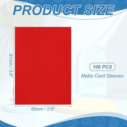 Matte Card Sleeves, Trading Card Sleeves Deck Protectors Perfect for Trading Cards & Baseball & Sports & Magic Gathering & Magic Game Cards (Red, 100 Pcs) - color: Red