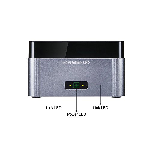 SIIG Premium 1x2 HDMI Splitter 4K 60HZ HDR with EDID - 18Gbps - HDMI 2.0 - HDCP 2.2 - Aluminum Housing - 3D, 4:4:4, UHD 2 port, 1 in and 2 out | Send one 4K60 HDMI source to two displays; EDID, HDR and 18Gbps bandwidth help maintain stable video compatibi