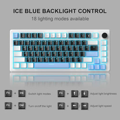 MageGee 75% Mechanical Gaming Keyboard, Compact Blue Backlit Wired Gaming Keyboards with Black Switches, EVA Foam, Knob Control, STAR75 Portable NKRO PC Gaming Keyboard - Black & Blue - color: Black & Blue - Black Switch