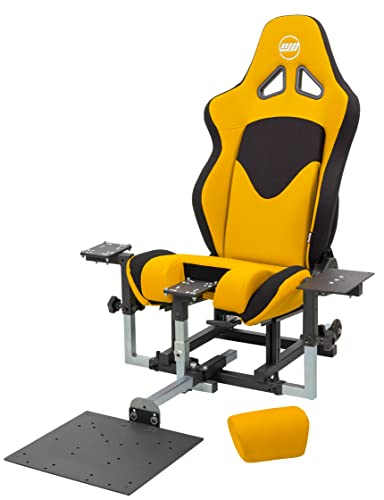 SimFab Modular Flight Simulator Cockpit For Combat Simulation. DCS Edition. Compatible With Thrustmaster Warthog, WinWing, VirPil, VKB And Alike Controls. Upgradable To General Aviation, Space Sim Or Sim Racing. (yellow seat) - color: yellow seat