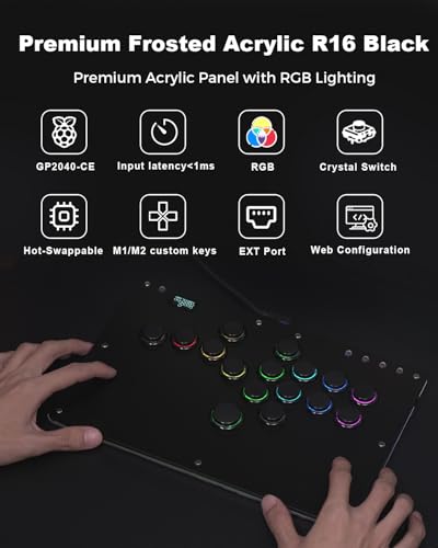 Haute42 Leverless Controller Arcade Stick: Haute42 R16 Black Leverless Controller with Rims,Premium Black Leverless Controller with Crystal Low-Profile Switch for PC/PS4/Switch Game,Support Hot Swap & SOCD - color: Black