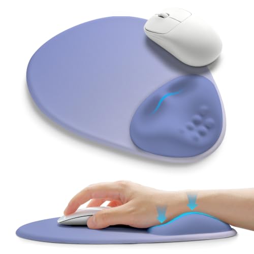Palm-Rest and Wrist-Hugging Mouse Pad Wrist Rest, Ergonomic Wrist Support with Curve Fitting Cushioned Memory Foam for Carpal Tunnel Pain Relief, 9.9 x 8.3 Inch, Purple Ombre - color: Purple Ombre