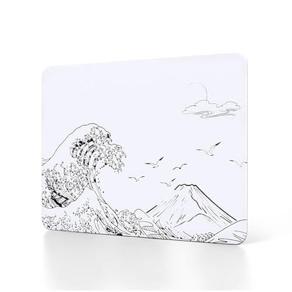 Attack Shark CM05SE Glass Gaming Mousepad,Nano-Micro-Etched Texture,Smooth Glass Surface,High Accuracy,Fast-Moving,Anti-Scratch, PU Leather Super Non-Slip Base,Small Size(16.1×12.2"),White Waves - color: White waves, size: 16.1L x 12.2W inches