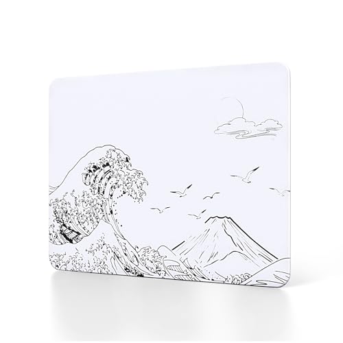 Attack Shark CM05SE Glass Gaming Mousepad,Nano-Micro-Etched Texture,Smooth Glass Surface,High Accuracy,Fast-Moving,Anti-Scratch, PU Leather Super Non-Slip Base,Small Size(16.1×12.2"),White Waves - color: White waves, size: 16.1L x 12.2W inches