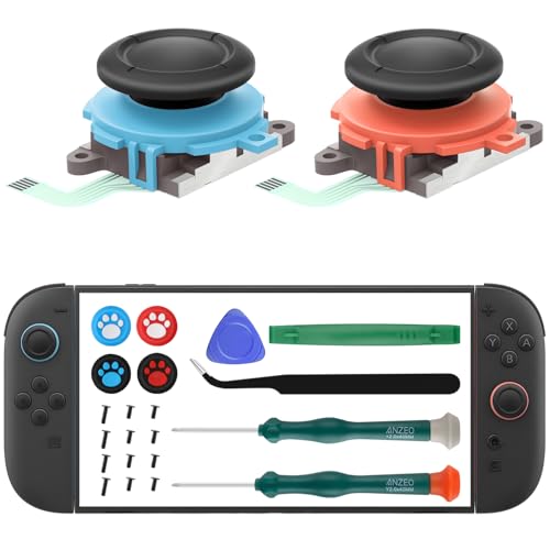 LONANDY Joycon Joystick Replacement for Nintendo Switch 2, Upgrade Anti-Drift Joy-Con 2 Joysticks Switch 2 Joycon Repair kit with Screwdrivers Thumb Grips, 2 Pack New Version