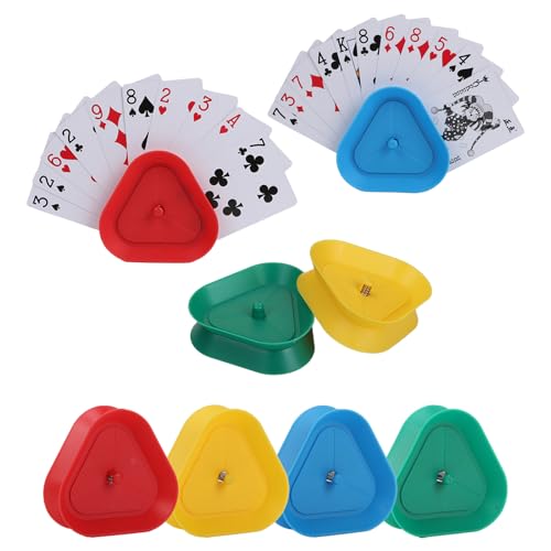 Playing Card Games Holder,8 Pack Triangle Shaped Hands-Free Playing Card Holder for Kids,Adults,Seniors,Poker Parties,Family Card Game Nights&Classroom Activities,4 Colors,Set of 8 - color: 8pack(red,yellow,blue,green,4colors)