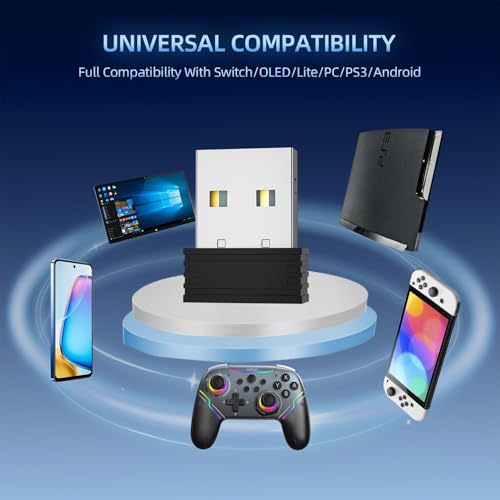 EJGAME Wireless Controller Compatible with Switch/Switch 2/Windows PC/Steam Deck/Android, Switch Pro Controller with Hall Effect Joysticks and Triggers,with USB Bluetooth Adapter for PC (White)