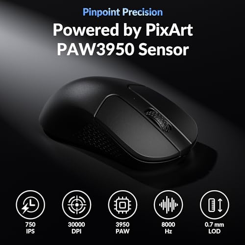 Keychron M3 Mini 8K Wireless Gaming Mouse, 55g Lightweight, PixArt 3950 Sensor, 30K DPI, Bluetooth 5.3/2.4GHz/Wired, Programmable, 140H Battery, for Mac/Windows/Linux - Black - color: Black