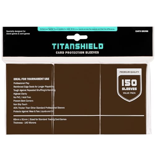 TitanShield Card Sleeves, Earth Brown (150 Sleeves) - Fits Pokemon, MTG | Compatible with Pokemon, MTG Magic the Gathering, One Piece, Lorcana, Flesh & Blood - Trading Card Deck Protectors - color: Earth Brown, size: Standard | 66x91mm