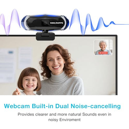 1080P 60FPS Streaming Webcam with Autofocus, Microphone, RGB Light and Tripod, USB Camera for PC/Mac, Plug and Play for Zoom, Skype, YouTube, Online Meetings - style: 1080P+60FPS