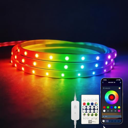 Multi-Color RGB LED Rope Lights 3.28ft 5V USB, Remote & App for Room | Self-adhesive flexible strip, 150+ dynamic effects, TV backlight & room decor, for bedroom/living room/holiday - color: 3.28ft