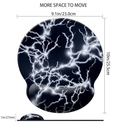 Gaming Mouse Pad Wrist Support,Ergonomic Mouse Pad with Wrist Rest,Comfortable Mousepad with Smooth Wrist Rest,Pain Relief Mouse Pads for Non-Slip Base,Computer,Laptop,Office，Home（Black Lightning） - color: Black lightning