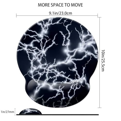 Gaming Mouse Pad Wrist Support,Ergonomic Mouse Pad with Wrist Rest,Comfortable Mousepad with Smooth Wrist Rest,Pain Relief Mouse Pads for Non-Slip Base,Computer,Laptop,Office，Home（Black Lightning） - color: Black lightning