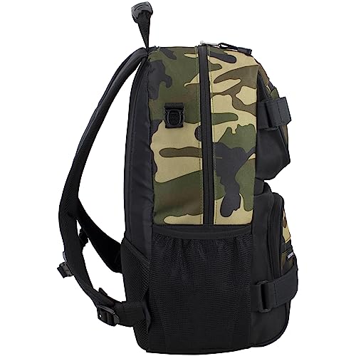 Eastsport Travel Skateboard Backpack Double Strap Laptop Bag Multi-Sport Design for Men and Women, Army Camo - color: Army Camo