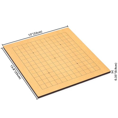 Yellow Mountain Imports Beechwood Veneer (0.4-Inch) Etched Beginner's Reversible 9x9/13x13 Go Game Set Board with Double Convex Melamine Stones - Classic Strategy Board Game (Baduk/Weiqi)