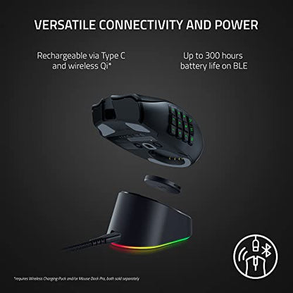 Razer Naga V2 Pro Wireless Gaming Mouse: Interchangeable Side Plate w/ 2, 6, 12 Button Configurations - Focus+ 20K DPI Optical Sensor - Fastest Gaming Mouse Switch - Chroma RGB Lighting (Renewed)