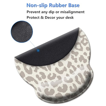 Mouse Pad Wrist Support,Ergonomic Mouse Pad with Wrist Rest,Comfortable Mousepad with Smooth Wrist Rest,Pain Relief Mouse Pads for Non-Slip Base,Computer,Laptop,Office & Home(Leopard Print) - color: Leopard Print