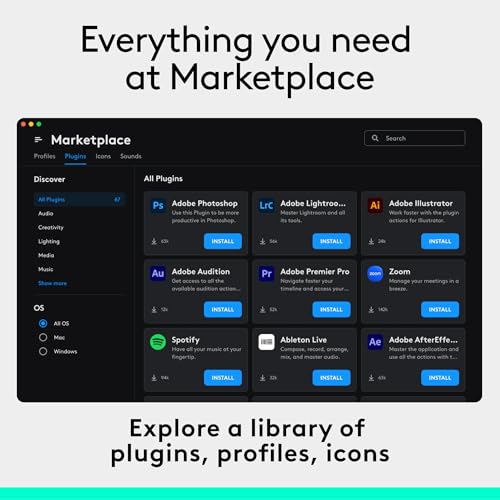 Logitech MX Creative Console 9 Customizable Keys - Graphite | Control Dial, for graphic design, Zoom and Spotify, includes 3-Month Adobe Cloud Membership, Stream Deck Accessories - color: Graphite