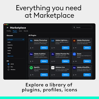 Logitech MX Creative Console 9 Customizable Keys - Graphite | Control Dial, for graphic design, Zoom and Spotify, includes 3-Month Adobe Cloud Membership, Stream Deck Accessories - color: Graphite
