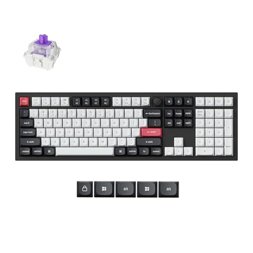 Keychron Q6 HE Wireless Custom Magnetic 100% Full Keyboard, 2.4 GHz/Bluetooth/Wired QMK Aluminum Rapid Trigger Hot-Swappable Programmable Gateron Double-Rail Magnetic Switches for Mac Windows Linux - color: Carbon Black