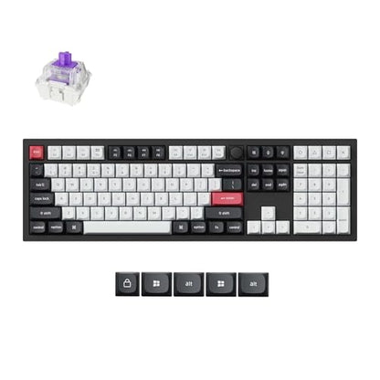Keychron Q6 HE Wireless Custom Magnetic 100% Full Keyboard, 2.4 GHz/Bluetooth/Wired QMK Aluminum Rapid Trigger Hot-Swappable Programmable Gateron Double-Rail Magnetic Switches for Mac Windows Linux - color: Carbon Black