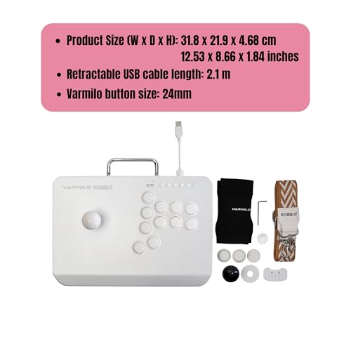 Varmilo Kassai Arcade Fight Stick Rapid Trigger Tournament Grade Controller for Fighting Games Two Versions Standard PC Only or Pro Compatible with PC PS4 PS5 Switch1 Switch2 (Lunar Silver, Standard (PC))