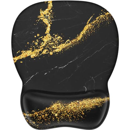 MROCO Ergonomic Mouse Pad with Gel Wrist Rest, 9.4 x 8.1 in, Black Gold | Ergonomic Shape Design, Multiple Pattern Options, Gel Wrist Comfort, Smooth Lycra Surface, Non-Slip PU Base - color: Black Gold